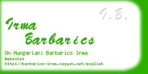 irma barbarics business card